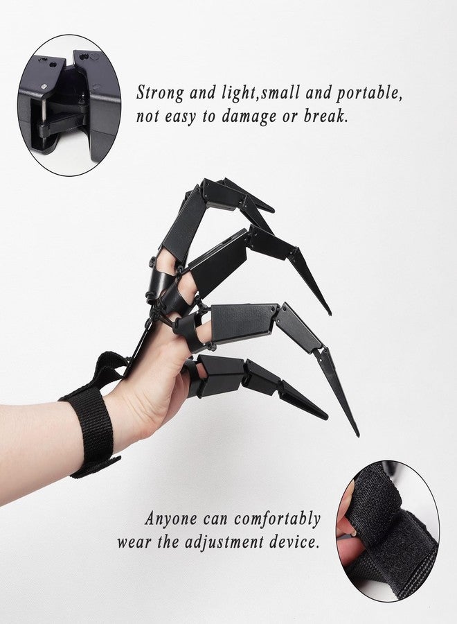 Hftjtsa Halloween Articulated Finger Extensions with Gloves 3D Printed Flexible Finger Scary Skeleton Bone Claw Hand for Cosplay - One Pair Black Halloween Devil Claws - Image 3